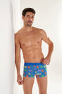 Front view of a men model wearing HO blue print  Trunk