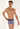 Front view of a men model wearing HO navy print  Trunk