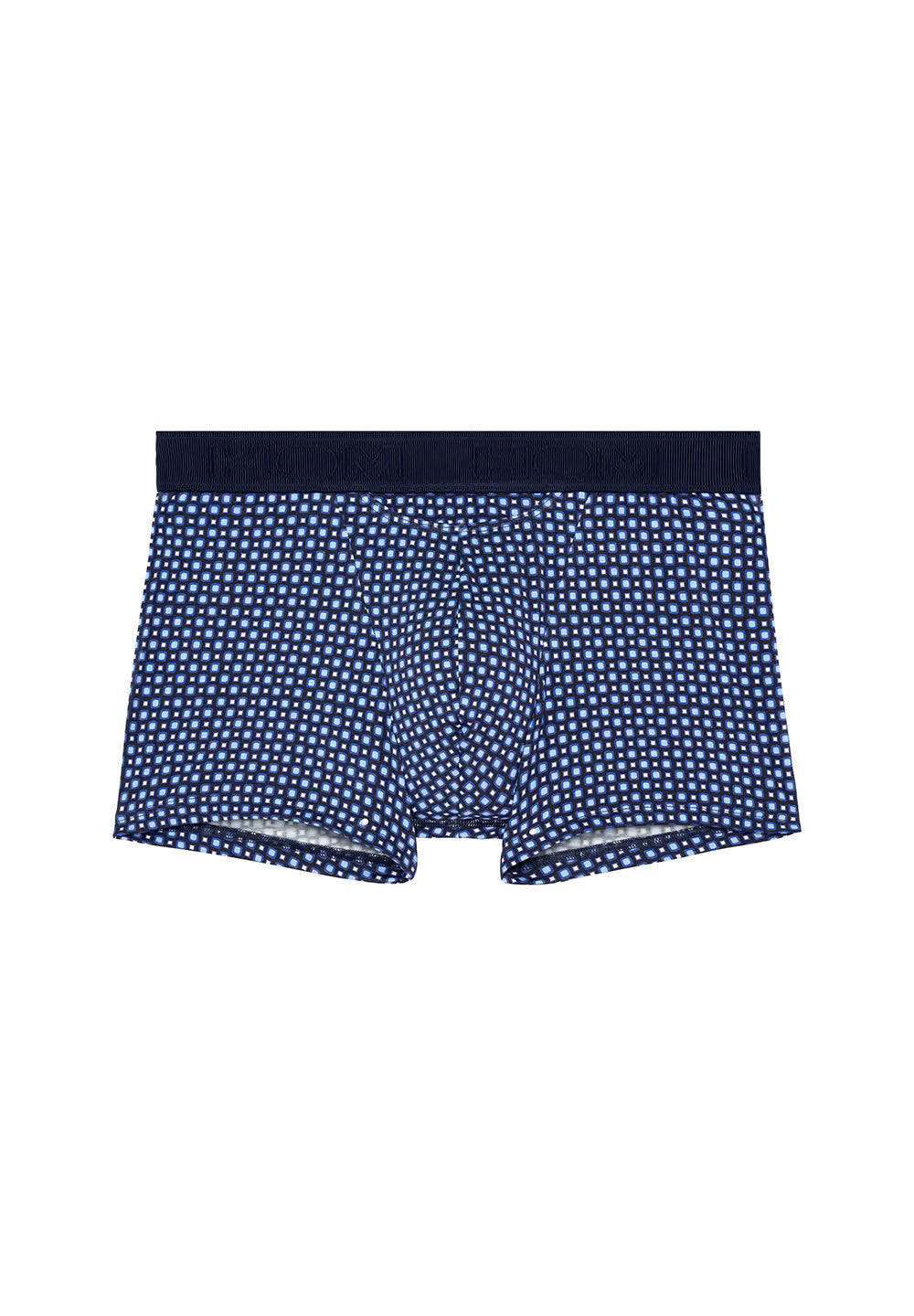 Front cutout view of HO navy print modal/viscose/tencel Boxer Briefs HO1