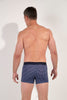 Back view of a men model wearing HO navy print modal/viscose/tencel Boxer Briefs HO1