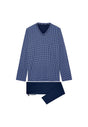 Front cutout view of HO navy print cotton Long Sleepwear