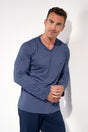 Front view of a men model wearing HO navy print cotton Long Sleepwear