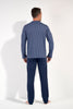 General view of a men model wearing HO navy print cotton Long Sleepwear