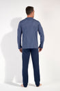 General view of a men model wearing HO navy print cotton Long Sleepwear