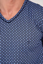 Close-up view of a men model wearing HO navy print cotton Long Sleepwear