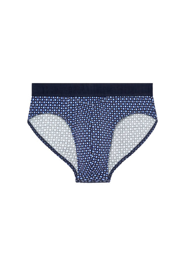 Front cutout view of HO navy print modal/viscose/tencel Briefs HO1