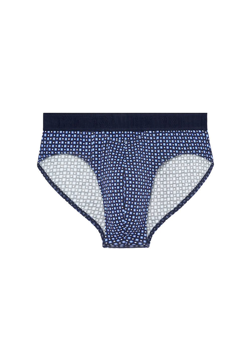 Front cutout view of HO navy print modal/viscose/tencel Briefs HO1