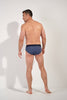 General view of a men model wearing HO navy print modal/viscose/tencel Briefs HO1