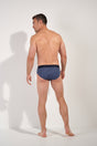 General view of a men model wearing HO navy print modal/viscose/tencel Briefs HO1