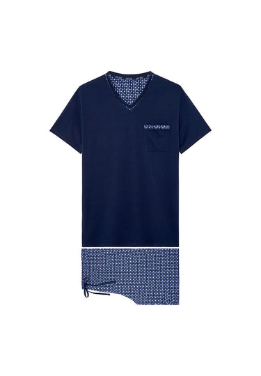 Front cutout view of HO navy print cotton Short Sleepwear