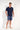 Full-body view of a men model wearing HO navy print cotton Short Sleepwear