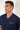 Close-up view of a men model wearing HO navy print cotton Short Sleepwear