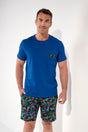 Front view of a men model wearing HO multico print cotton Short Sleepwear