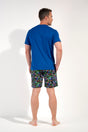 General view of a men model wearing HO multico print cotton Short Sleepwear