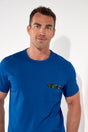 Close-up view of a men model wearing HO multico print cotton Short Sleepwear