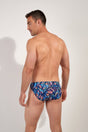 Back view of a men model wearing HO multico print  Comfort Micro Briefs