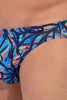 Close-up view of a men model wearing HO multico print  Comfort Micro Briefs