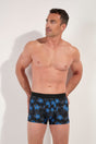 Front view of a men model wearing HO black print modal/viscose/tencel Boxer Briefs