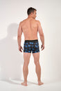 General view of a men model wearing HO black print modal/viscose/tencel Boxer Briefs