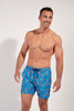 General view of a men model wearing HO blue print  Beach Boxer
