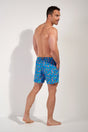 General view of a men model wearing HO blue print  Beach Boxer
