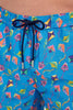 Close-up view of a men model wearing HO blue print  Beach Boxer