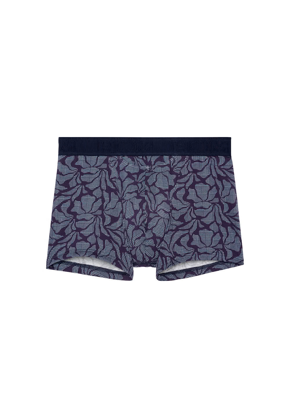Front cutout view of HO navy print modal/viscose/tencel Boxer Briefs HO1