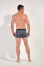General view of a men model wearing HO navy print modal/viscose/tencel Boxer Briefs HO1