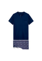 Front cutout view of HO navy print cotton Short Sleepwear