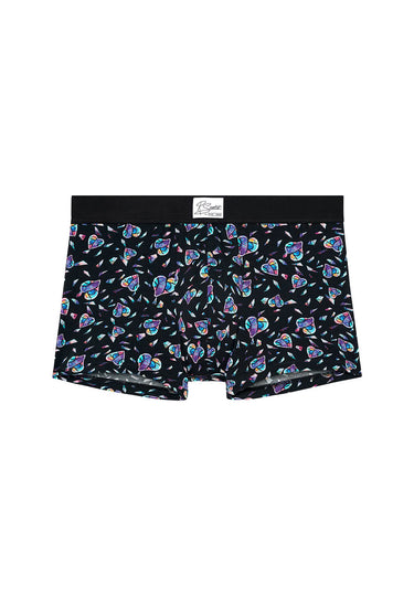 Front cutout view of HO black print modal/viscose/tencel Boxer Briefs