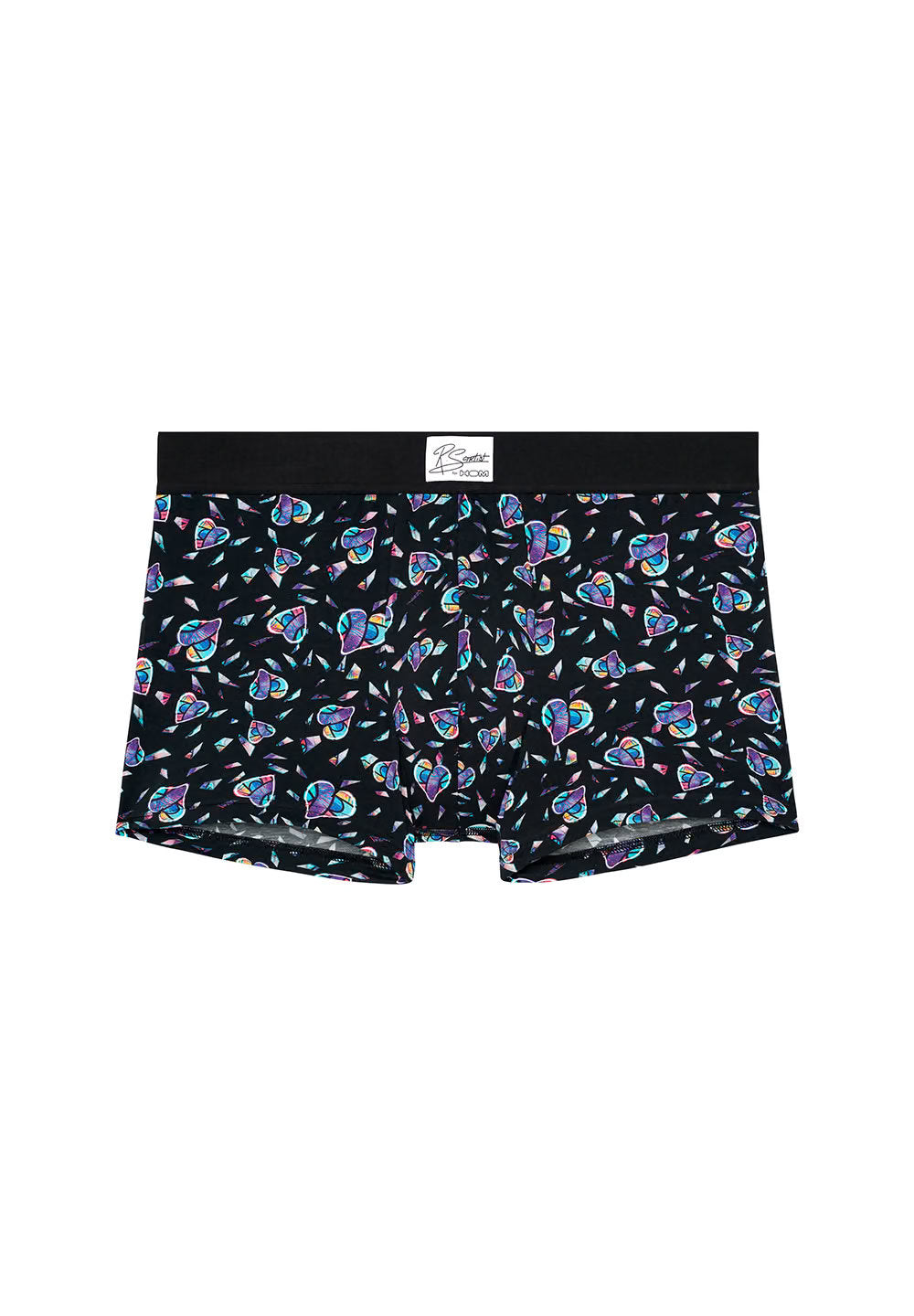 Front cutout view of HO black print modal/viscose/tencel Boxer Briefs
