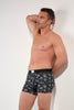 General view of a men model wearing HO black print modal/viscose/tencel Boxer Briefs