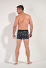 General view of a men model wearing HO black print modal/viscose/tencel Boxer Briefs