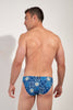 Back view of a men model wearing HO blue print  Swim Micro Briefs