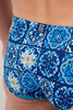 General view of a men model wearing HO blue print  Swim Micro Briefs