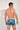 Back view of a men model wearing HO blue print  Swim Shorts