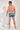 General view of a men model wearing HO blue print  Swim Shorts