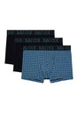 Front cutout view of HO blue print/black/black cotton Boxer Briefs 3p