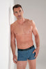 Front view of a men model wearing HO blue print/black/black cotton Boxer Briefs 3p