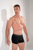 General view of a men model wearing HO blue print/black/black cotton Boxer Briefs 3p