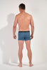 General view of a men model wearing HO blue print/black/black cotton Boxer Briefs 3p