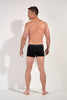 General view of a men model wearing HO blue print/black/black cotton Boxer Briefs 3p