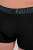 General view of a men model wearing HO blue print/black/black cotton Boxer Briefs 3p