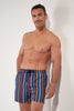 Front view of a men model wearing HO multicolor stripes  Beach Boxer