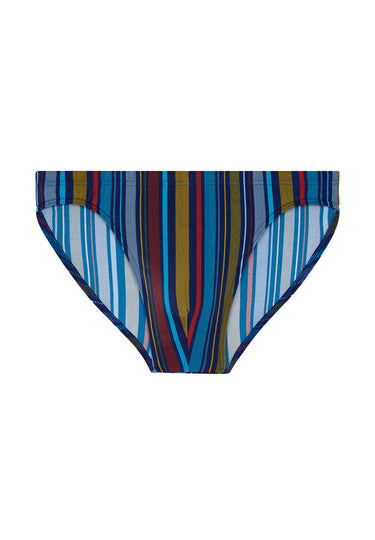 Front cutout view of HO multicolor stripes  Swim Micro Briefs