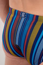 General view of a men model wearing HO multicolor stripes  Swim Micro Briefs