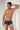 Front view of a men model wearing HO multicolor stripes  Swim Trunk