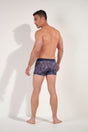 General view of a men model wearing HO navy print  Boxer Briefs