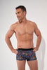 Front view of a men model wearing HO multico print  Trunk