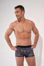 Front view of a men model wearing HO multico print  Trunk